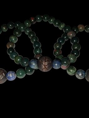 Wolf Rune Bracelet - Genuine Lapis Lazuli & Heliotrope Stones